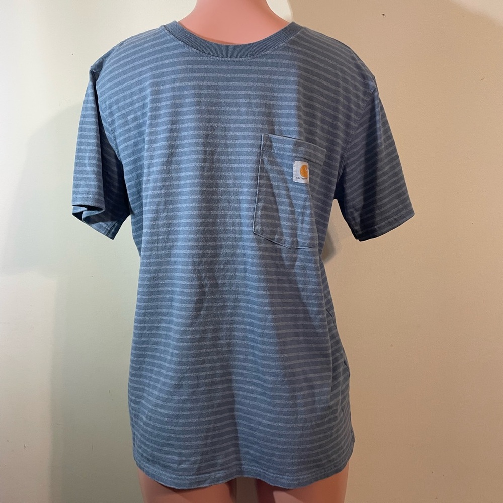 Carhartt Men's‎ Large Gray/blue Striped Short Sleeve Tee original fit Tshirt